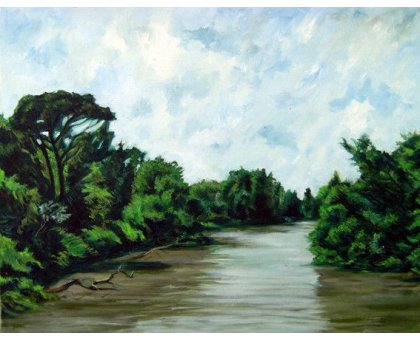 OLIO SU TELA DANIELE ALBATICI ' IL FOSSATONE ' dimensioni L 45 x H 35 cm.