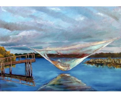 OLIO SU TELA DANIELE ALBATICI ' PADELLONE IN VALLE ' dimensioni L 70 x H 50 cm.