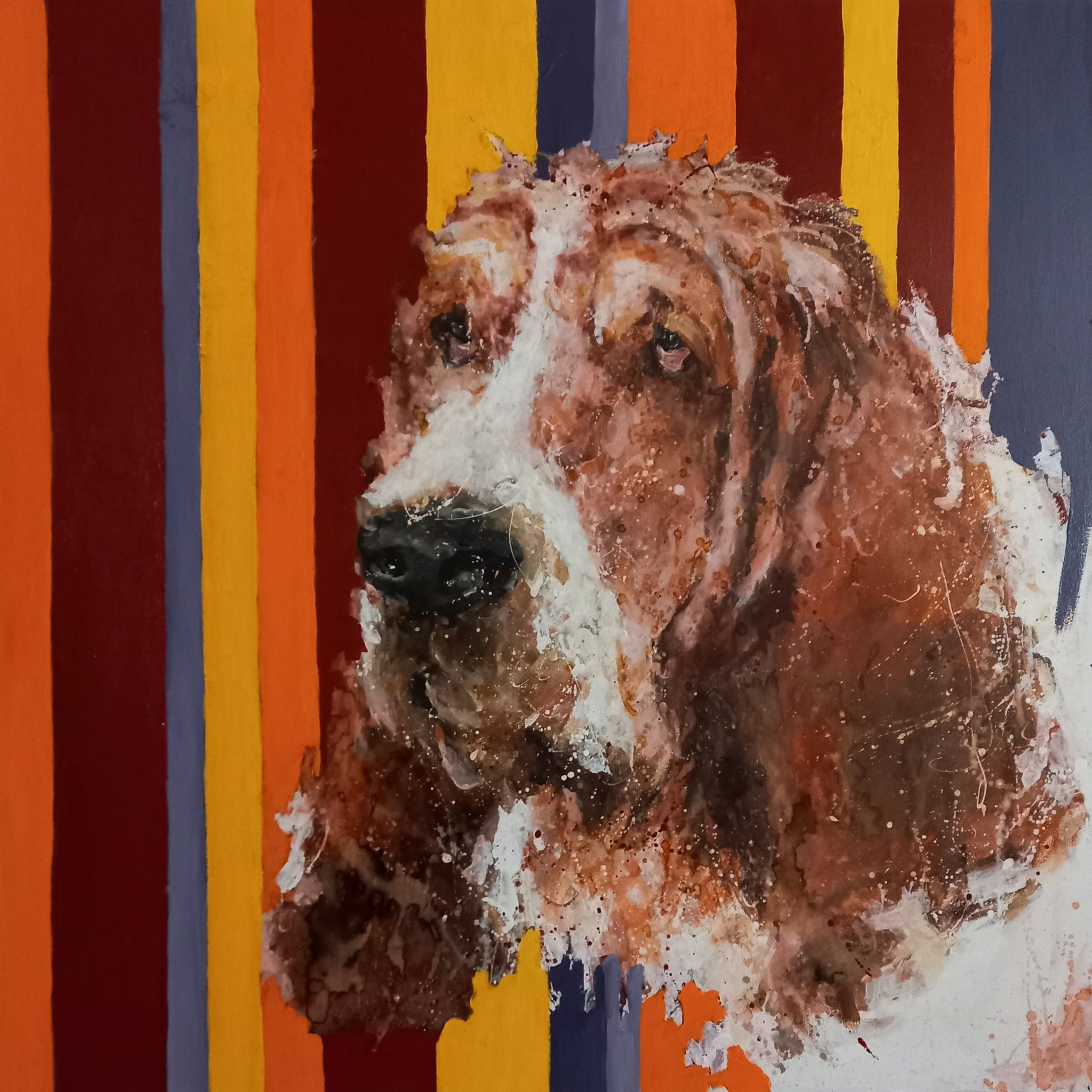 MIXED MEDIA SU TAVOLA  SIMONA FUMAGALLI ' BRACCO '  dimensioni L 100 x H 100 cm.
