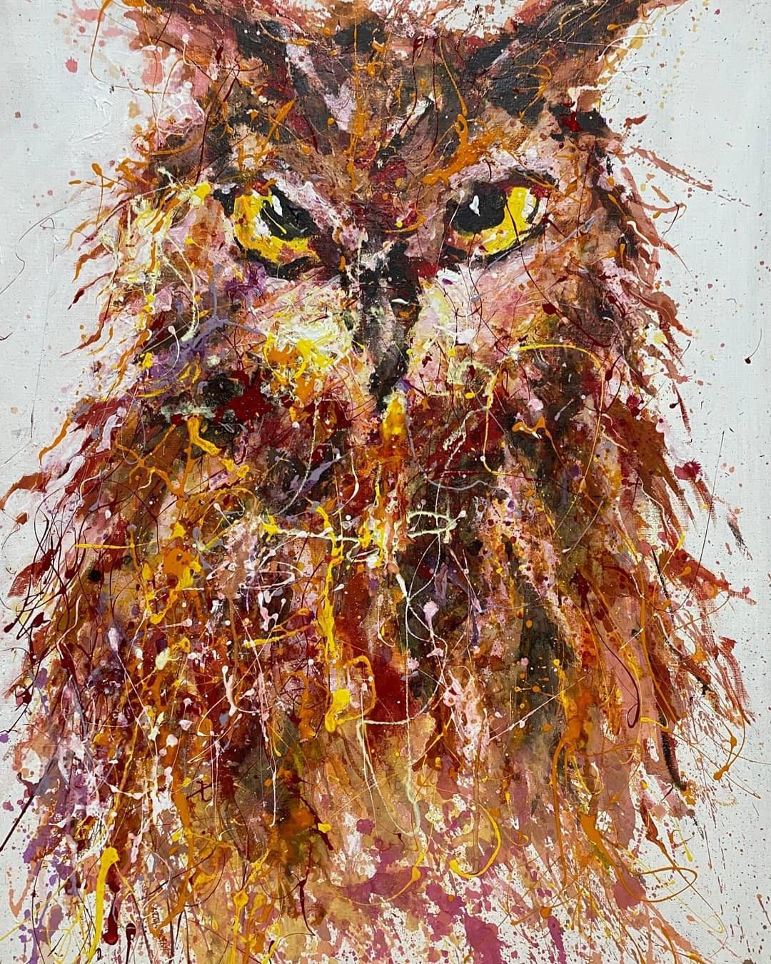 MIXED MEDIA SU TELA  SIMONA FUMAGALLI ' GUFETTO '  dimensioni L 70 x H 100 cm.