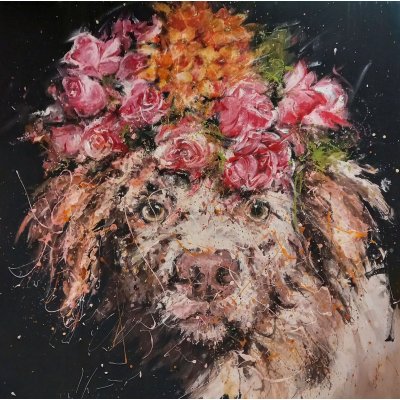 MIXED MEDIA SU TAVOLA SIMONA FUMAGALLI ' DOLCE SGUARDO ' dimensioni L 90 x H 90 cm.