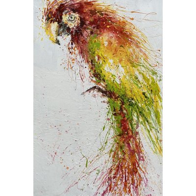 MIXED MEDIA SU TAVOLA SIMONA FUMAGALLI ' PARROT ' dimensioni L 80 x H 120 cm.