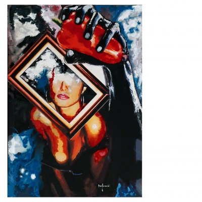 MIXED MEDIA SU TELA EZIO RANALDI ' ABSTRACT PEPPER ' dimensioni L 70 x H 100 cm.