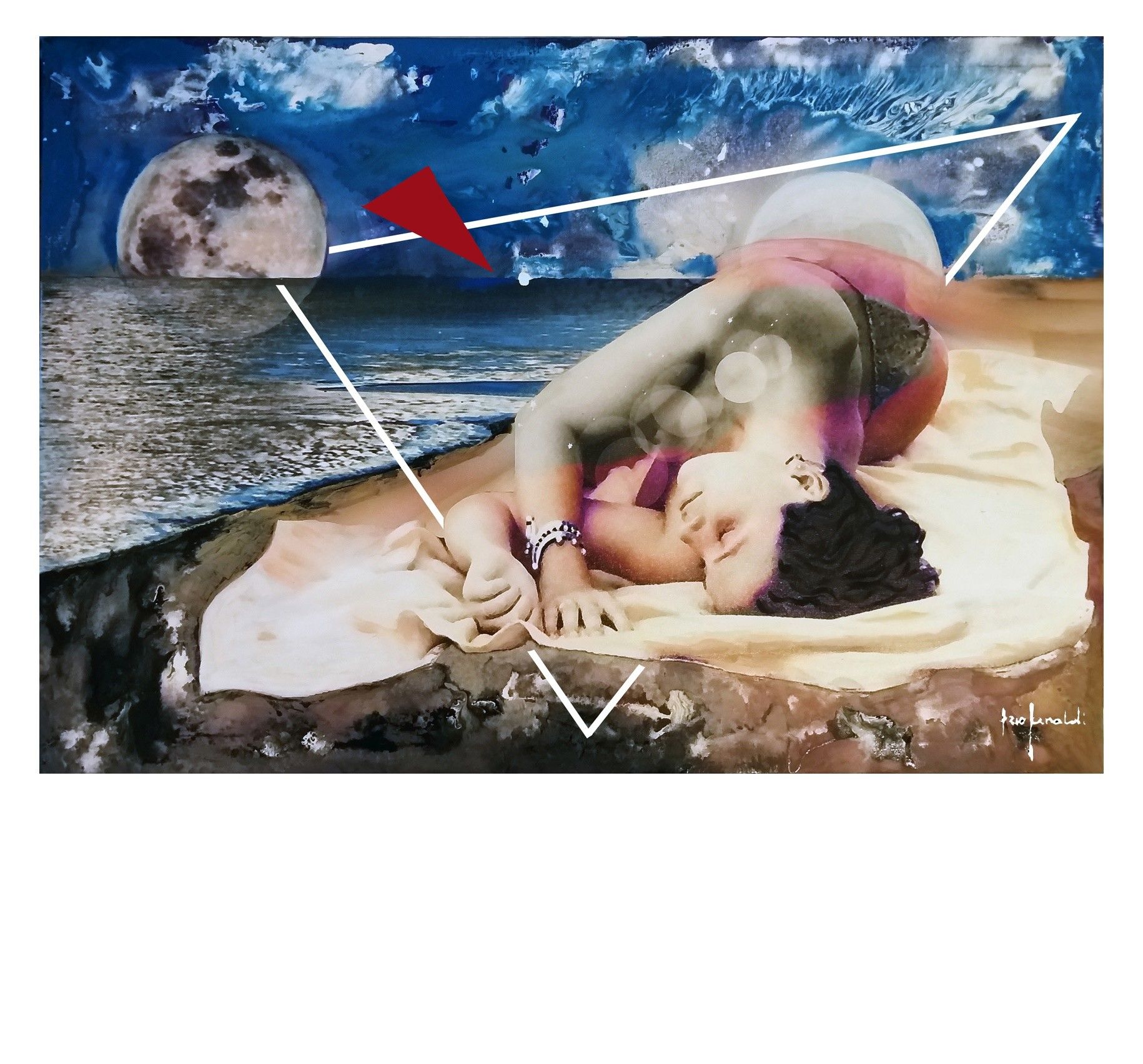 MIXED MEDIA SU TELA  EZIO RANALDI ' IL BRACCIALE '  dimensioni L 100 x H 70 cm.