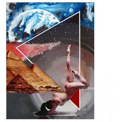 MIXED MEDIA SU TELA EZIO RANALDI ' IL RESPIRO DEL TEMPO ' dimensioni L 75 x H 100 cm.