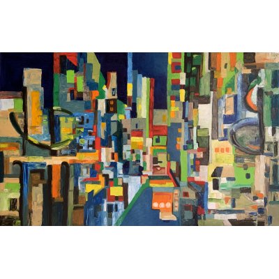 OLIO SU TELA TERESA VOLPE ' ASTRATTO URBANO Nr. 2 ' dimensioni L 80 x H 50 cm.