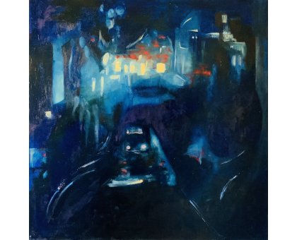 OLIO SU TELA TERESA VOLPE ' LUCI DI NOTTE ' dimensioni L 40 x H 40 cm.