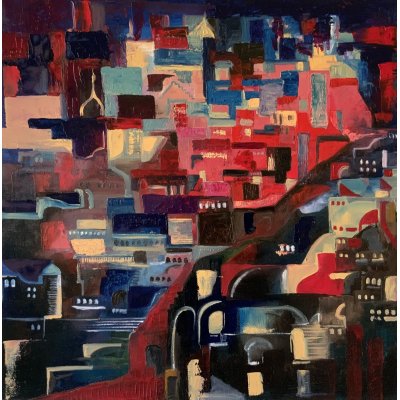 OLIO SU TELA TERESA VOLPE ' ISLAMIC ESCAPE ' dimensioni L 40 x H 40 cm.