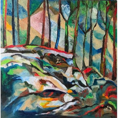 OLIO SU TELA TERESA VOLPE ' ABSTRACT NATURE ' dimensioni L 60 x H 60 cm.