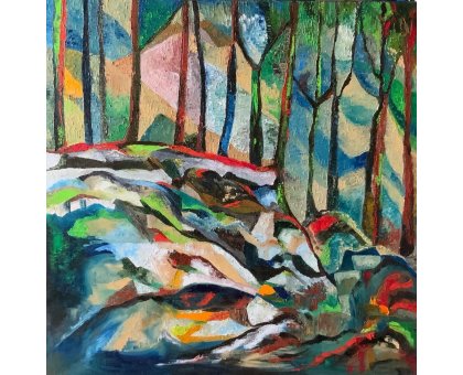 OLIO SU TELA TERESA VOLPE ' ABSTRACT NATURE ' dimensioni L 60 x H 60 cm.