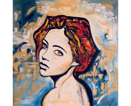 OLIO SU TELA TERESA VOLPE ' RITRATTO POP ' dimensioni L 60 x H 60 cm.