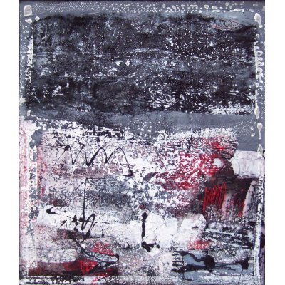 SMALTO SU TELA GIORGIO BONGIORNI ' INVERNO CON NEVE ' dimensioni L 70 x H 80 cm.