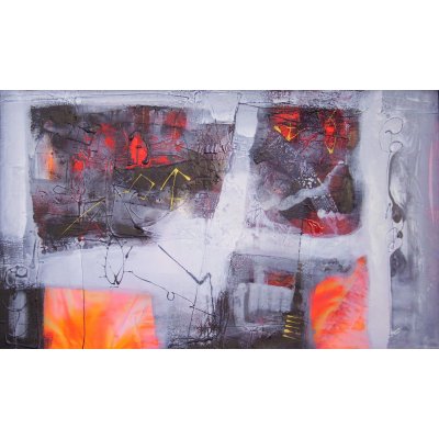 SMALTO SU TELA GIORGIO BONGIORNI ' TRACCE 14 AGOSTO 2010 ' dimensioni L 60 x H 100 cm.