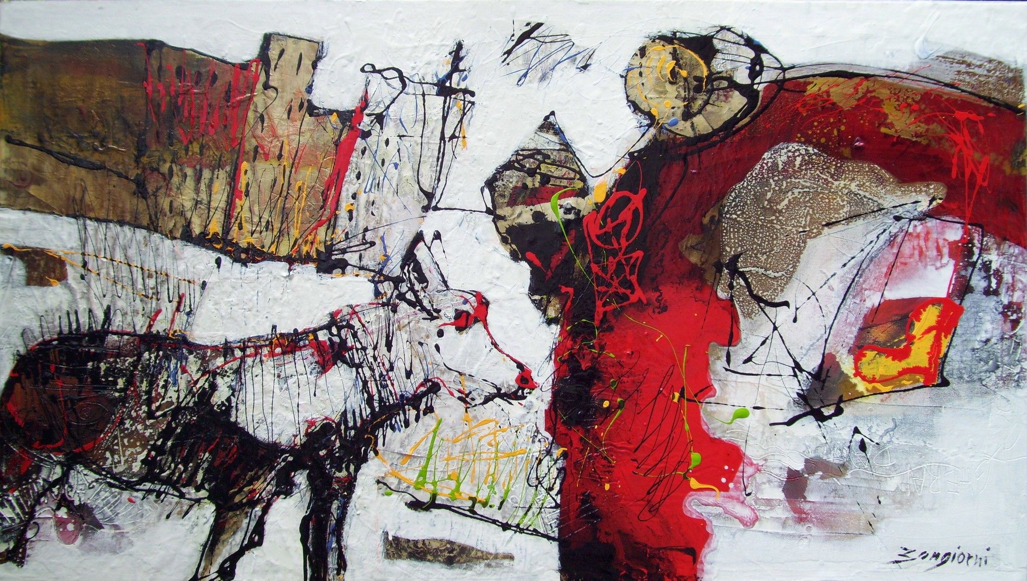 SMALTO SU TAVOLA  GIORGIO BONGIORNI ' COMPOSIZIONE '  dimensioni L 74,5 x H 130 cm.