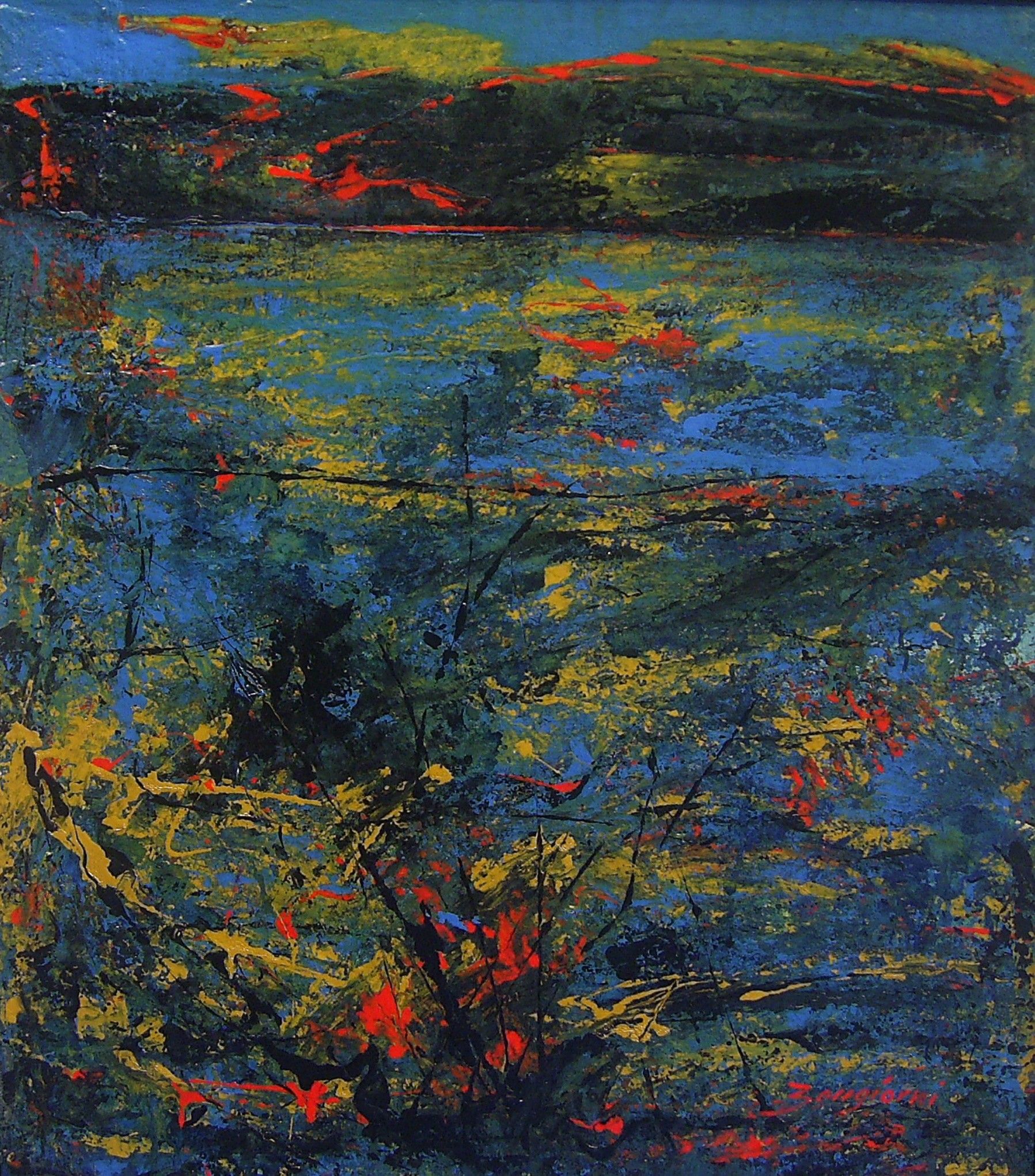 OLIO SU TELA  GIORGIO BONGIORNI ' NOTTURNO 1 '  dimensioni L 70 x H 80 cm.