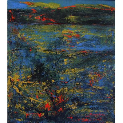 OLIO SU TELA GIORGIO BONGIORNI ' NOTTURNO 1 ' dimensioni L 70 x H 80 cm.