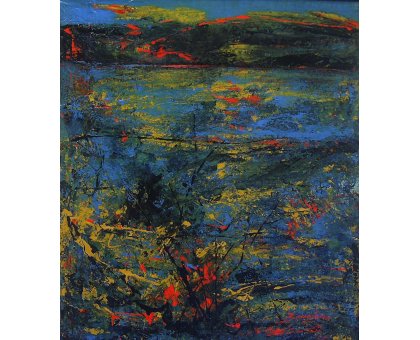 OLIO SU TELA GIORGIO BONGIORNI ' NOTTURNO 1 ' dimensioni L 70 x H 80 cm.