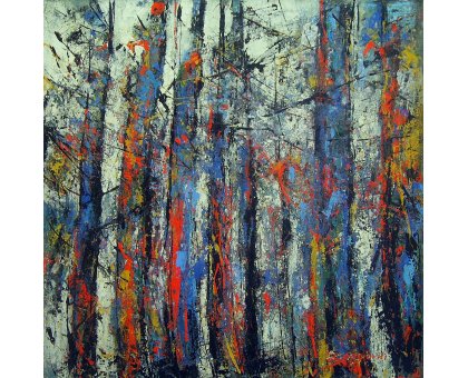 OLIO SU TELA GIORGIO BONGIORNI ' BOSCO ' dimensioni L 80 x H 80 cm.