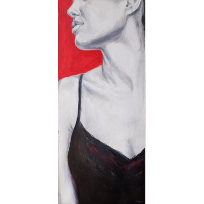 OLIO SU TELA FRANCA SILVA ' ANGELINA JOLIE ' dimensioni L 30 x H 70 cm.
