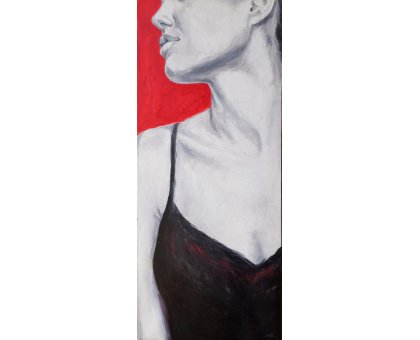 OLIO SU TELA FRANCA SILVA ' ANGELINA JOLIE ' dimensioni L 30 x H 70 cm.