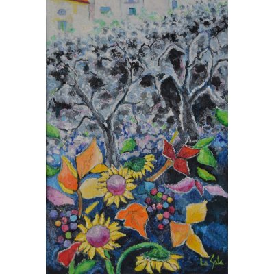 OLIO SU TELA MICHELE LA SALA ' OMAGGIO AL PASSATO ' dimensioni L 50 x H 92 cm.