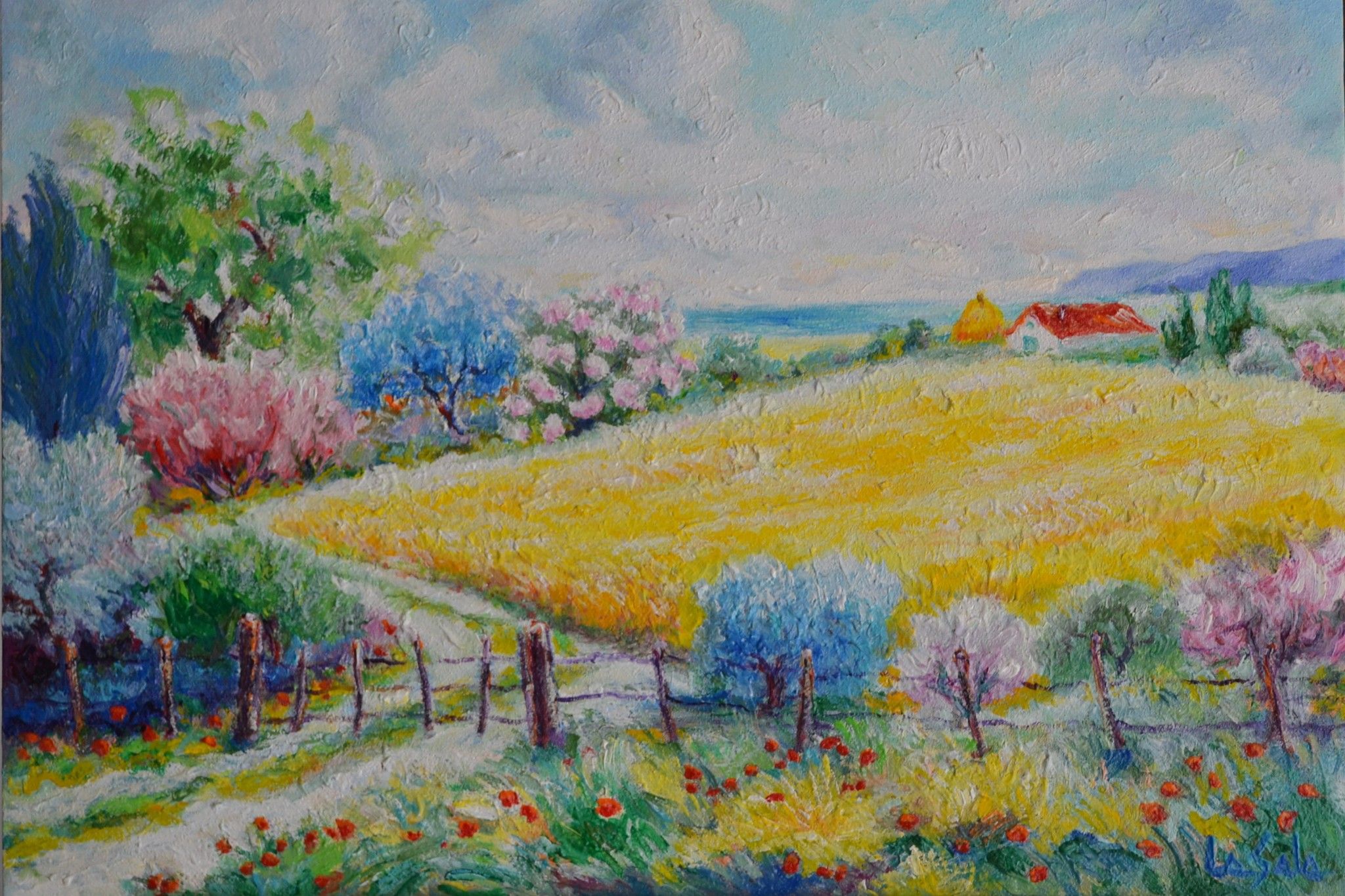 OLIO SU TELA MICHELE LA SALA ' PAESAGGIO DELLA MENTE '  dimensioni L 50 x H 70 cm.