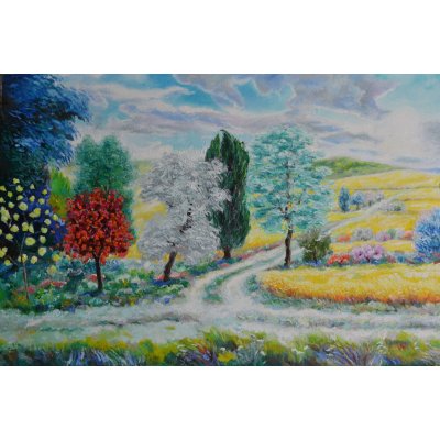 OLIO SU TELA MICHELE LA SALA ' PAESAGGIO DI CAMPAGNA ' dimensioni L 145 x H 85 cm.