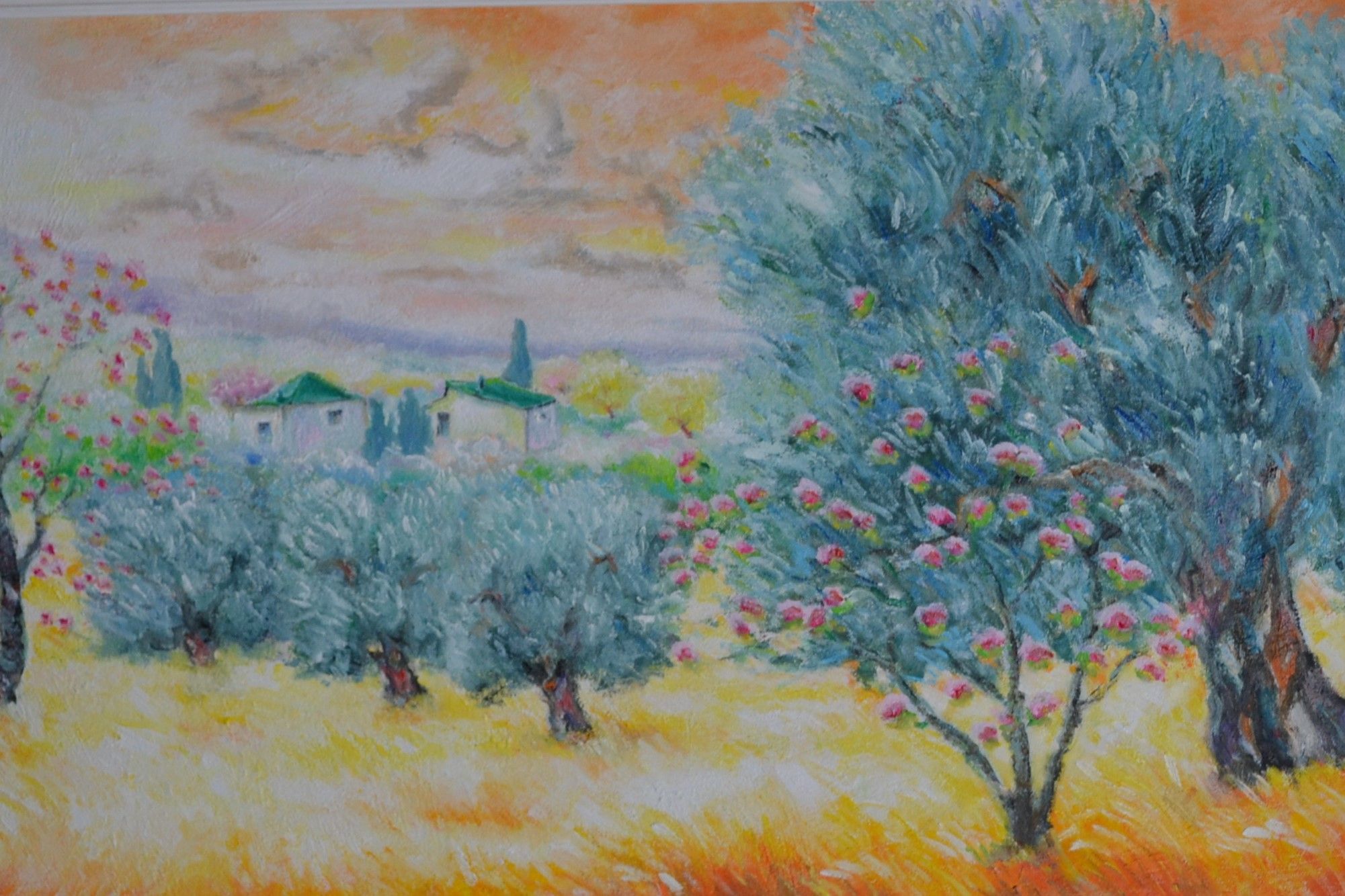 OLIO SU TAVOLA  MICHELE LA SALA ' PAESAGGIO GARGANICO '  dimensioni L 60 x H 120 cm.