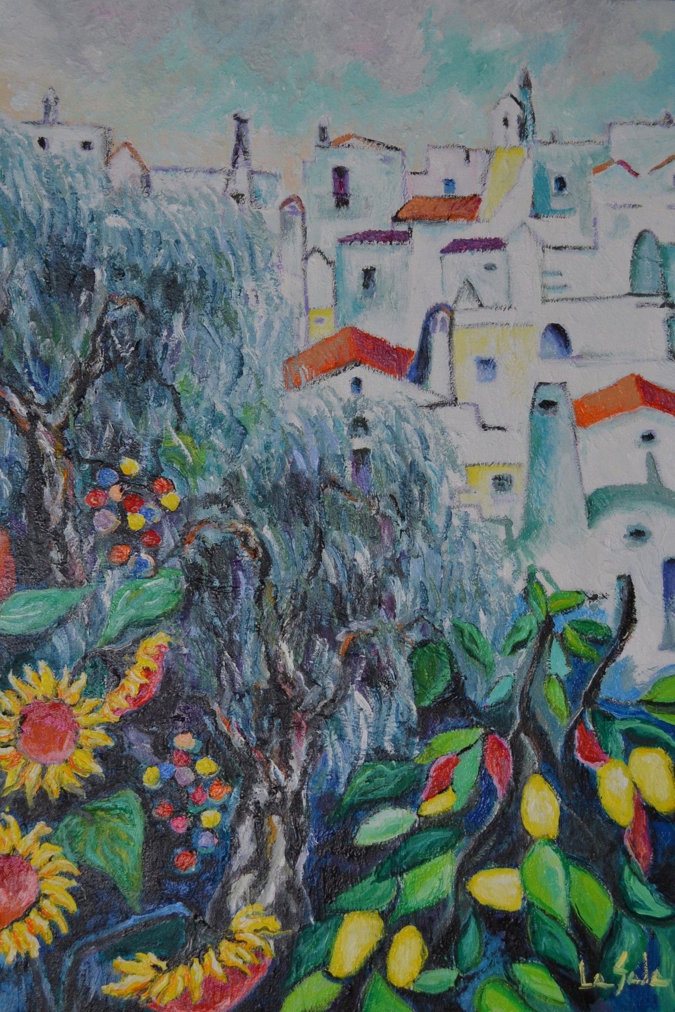 OLIO SU TELA  MICHELE LA SALA ' PAESAGGIO GARGANICO 1 '  dimensioni  L 70 x H 90 cm.