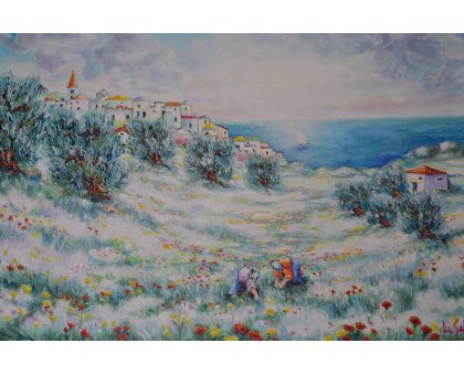 OLIO SU TELA MICHELE LA SALA ' PAESAGGIO MARINO ' dimensioni L 90 x H 120 cm.