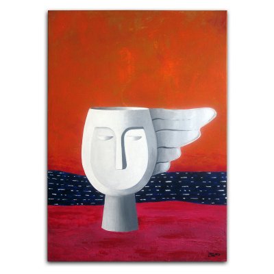 ACRILICO SU TELA ENZO CATTANEO ' L'ATTESA - THE WAIT ' dimensioni L 50 x H 70 cm.