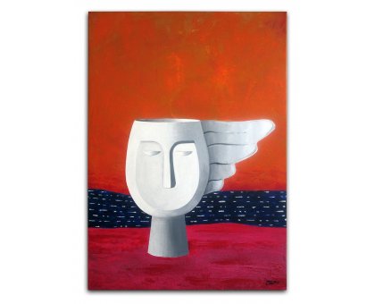 ACRILICO SU TELA ENZO CATTANEO ' L'ATTESA - THE WAIT ' dimensioni L 50 x H 70 cm.