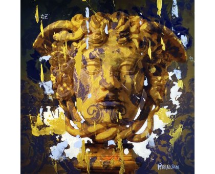 MIXED MEDIA SU ALLUMINIO MASSIMO PENNACCHINI ' HERMES ' dimensioni L 80 x H 80 cm.