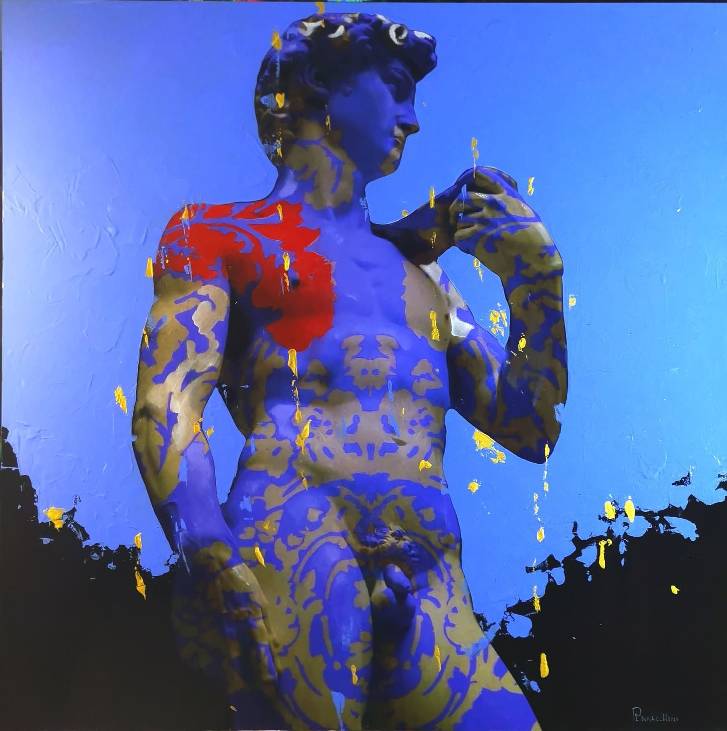 PROMO #artistadelmese   MIXED MEDIA SU ALLUMINIO  MASSIMO PENNACCHINI ' DAVID '  dimensioni L 80 x H 80 cm.