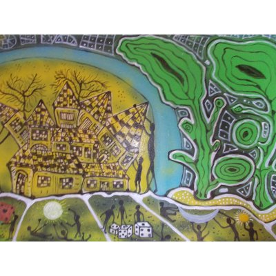 ACRILICO SU TAVOLA MAURO BENEDETTI ' PRIMITIVITA' ' dimensioni L 50 x H 70 cm.