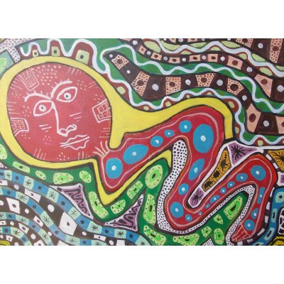 ACRILICO SU TAVOLA MAURO BENEDETTI ' KAOS ANTROPOLOGICO ' dimensioni L 50 x H 70 cm.