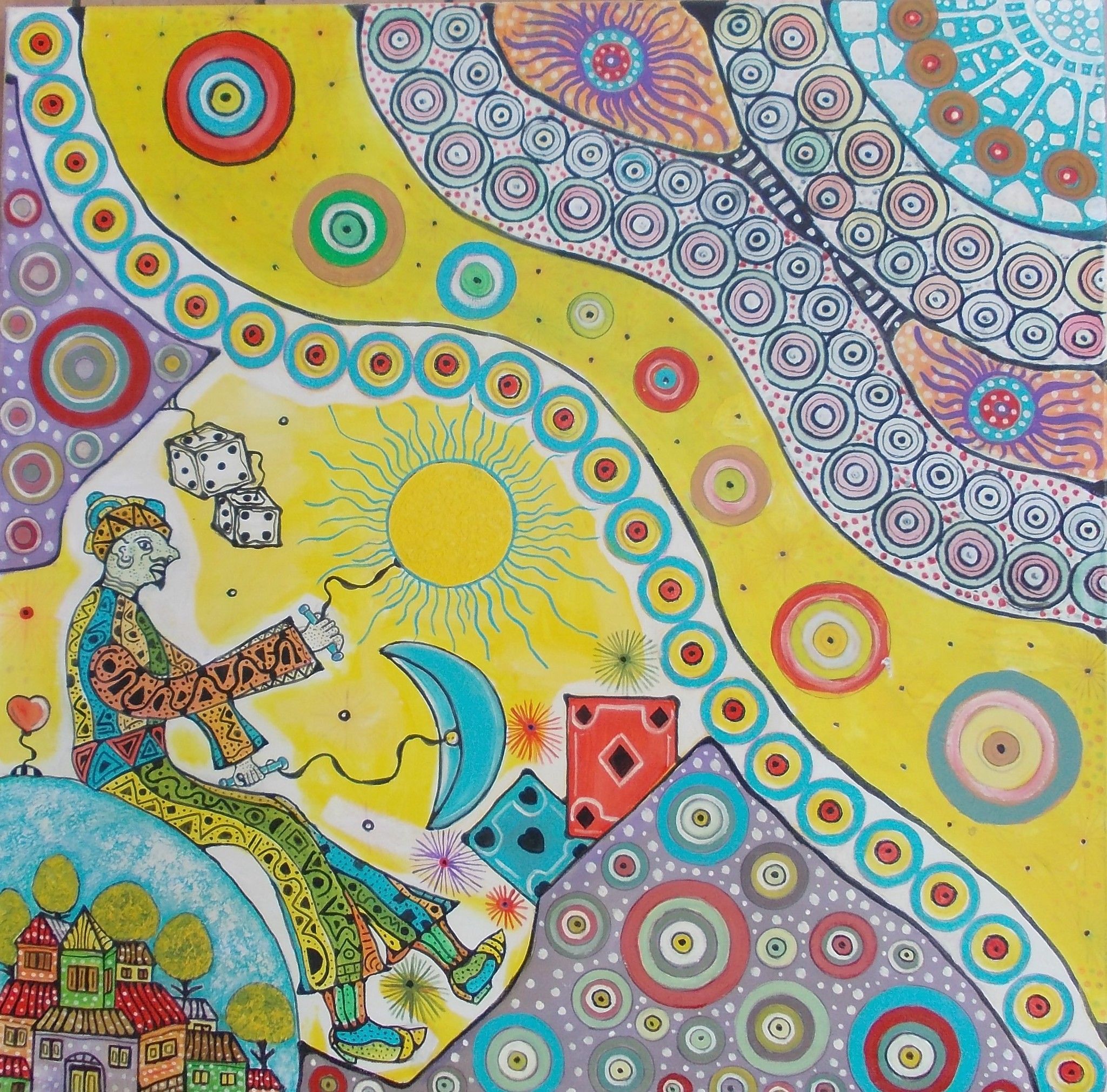 ACRILICO SU TELA  MAURO BENEDETTI ' L 'ASCETA '  dimensioni L 70 x H 70 cm.