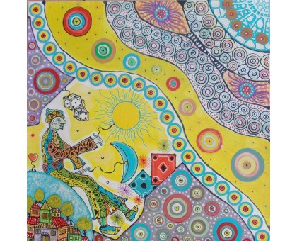 ACRILICO SU TELA MAURO BENEDETTI ' L 'ASCETA ' dimensioni L 70 x H 70 cm.