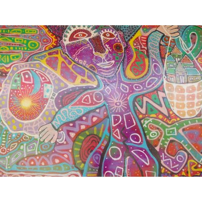 ACRILICO SU TELA MAURO BENEDETTI ' OMNE REGNUM DIVISUM ' dimensioni L 70 x H 100 cm.