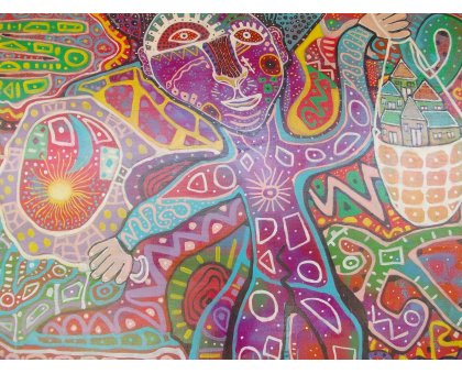 ACRILICO SU TELA MAURO BENEDETTI ' OMNE REGNUM DIVISUM ' dimensioni L 70 x H 100 cm.