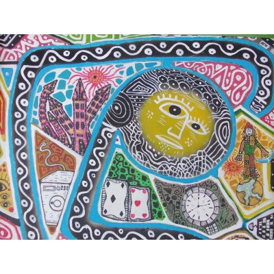 ACRILICO SU TAVOLA MAURO BENEDETTI ' TEMPO TECNOLOGICO ' dimensioni L 50 x H 50 cm.