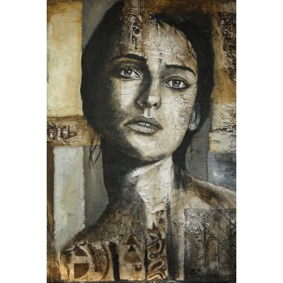 ACRILICO SU JUTA MARIANO CARRARA ' GIULIA ' dimensioni L 80 x H 100 cm.