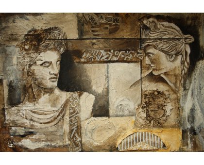 ACRYLIC ON JUTE MARIANO CARRARA ' SUPERFICI ANTICHE RITROVATE ' size L 137 x H 100 cm.