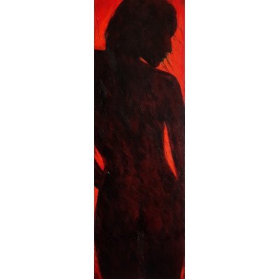 OLIO SU TELA FRANCA SILVA ' NUDO IN CONTROLUCE ' dimensioni L 30 x H 90 cm.