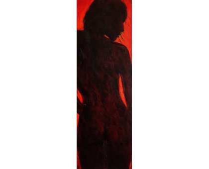 OLIO SU TELA FRANCA SILVA ' NUDO IN CONTROLUCE ' dimensioni L 30 x H 90 cm.