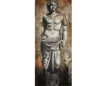 ACRILICO SU JUTA MARIANO CARRARA ' SCULTURA RITROVATA ' dimensioni L 75 x H 180 cm.