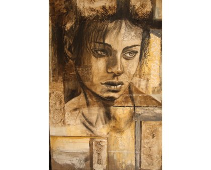 ACRILICO SU INTONACO MARIANO CARRARA ' PENSIERI P 34 ' dimensioni L 100 x H 150 cm.