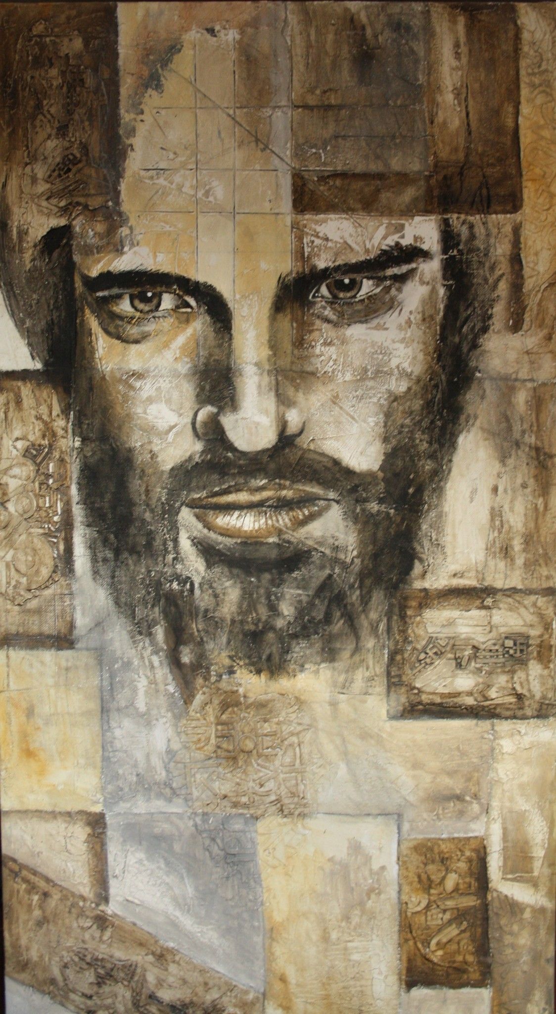 ACRILICO SU INTONACO  MARIANO CARRARA ' ECCOMI '  dimensioni L 100 x H 200 cm.