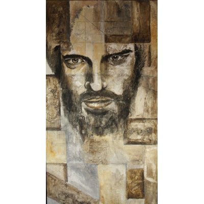 ACRILICO SU INTONACO MARIANO CARRARA ' ECCOMI ' dimensioni L 100 x H 200 cm.