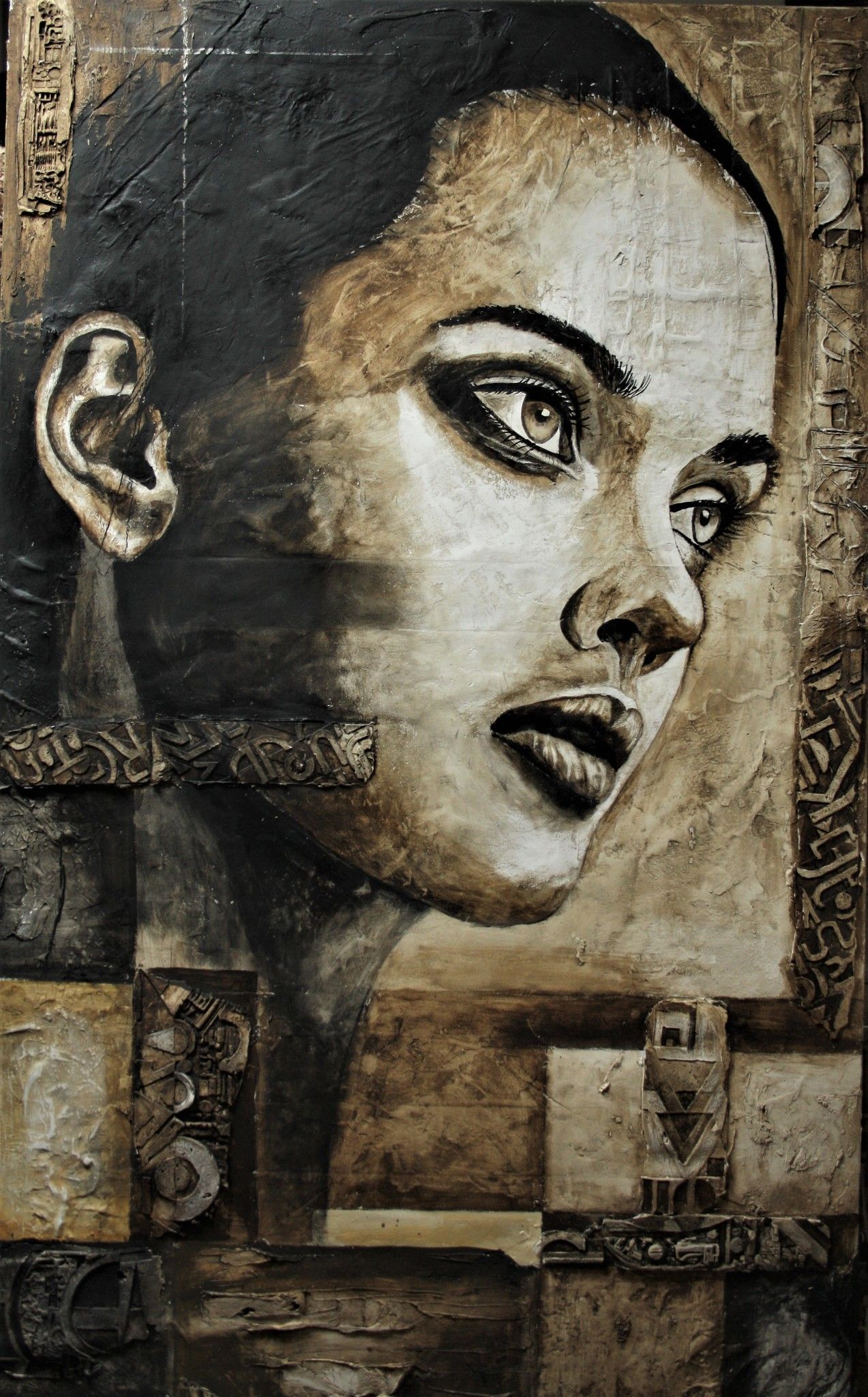ACRYLIC ON JUTE  MARIANO CARRARA ' NUOVI ORIZZONTI '  size  L 100 x H  200 cm.